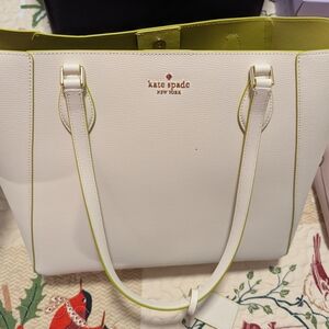 Kate Spade White Tote with Green Interior